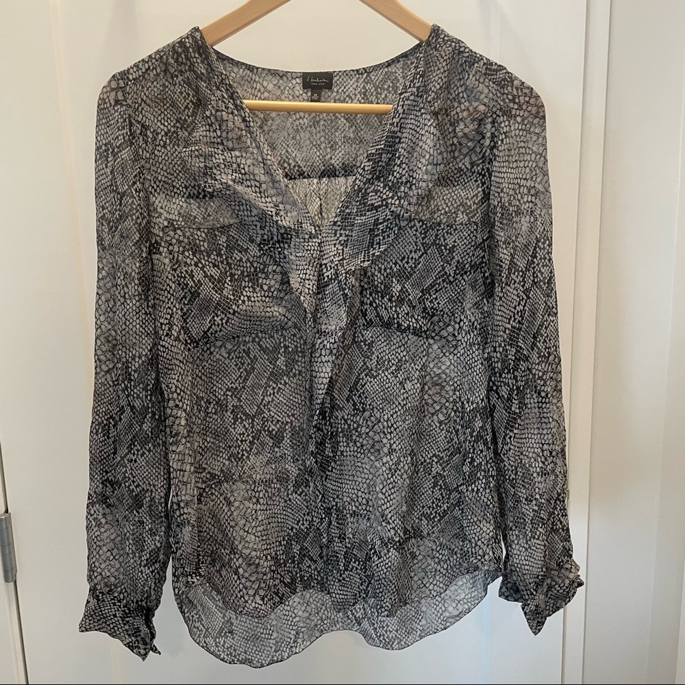 Aritzia T. Babaton Finley snakeskin silk blouse